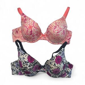 2 bundle Maidenform floral push up bras 34D